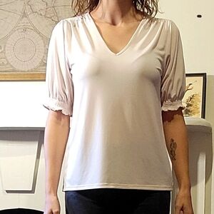 Banana Republic Blush Pink Blouse with Puff Sleeves